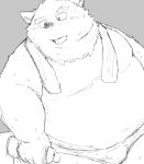  2018 anthro belly canid canine clothing hi_res humanoid_hands kemono male mammal noctnoc overweight overweight_male simple_background solo towel underwear 