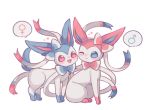  all_fours ambiguous_gender blue_eyes blue_paws blush bow cute_fangs duo ears_up eeveelution feral fluffy_ears fur gender_symbol happy kuwuri leg_markings long_ears markings nintendo open_mouth pink_eyes pink_paws pok&eacute;mon pok&eacute;mon_(species) ribbons shiny_pok&eacute;mon simple_background sitting socks_(marking) solo speech_bubble sylveon symbol video_games white_background white_body white_fur ♀ ♂ 