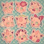  blue_(pokemon) blue_(pokemon)_(cosplay) blush cosplay creature flower gen_1_pokemon hat jigglypuff kirby kirby_(series) maru_(umc_a) no_humans pokemon pokemon_(creature) pokemon_(game) pokemon_frlg polka_dot polka_dot_background serena_(pokemon) serena_(pokemon)_(cosplay) sunglasses 