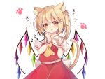  animal_ears blonde_hair blush catgirl flandre_scarlet haruki_(colorful_macaron) ponytail short_hair skirt tail touhou vampire white wings wristwear yellow_eyes 