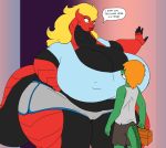  anthro big_breasts breasts cleavage clothed clothing dragon empyra_(rezflux) female hi_res huge_breasts lizard male overweight reptile scalie thick_thighs vdisco walton_(vdisco) wide_hips 