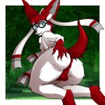  1:1 absurd_res anthro anus balls big_butt bow butt eeveelution eyewear genitals glasses hi_res looking_back male nintendo pok&eacute;mon pok&eacute;mon_(species) ribbons sass solo sylveon video_games xexus 