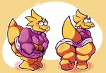  alphys anthro barefoot big_breasts big_butt big_tail blush bodily_fluids bottomless breasts buckteeth butt clothed clothing eyewear female furgonomics glasses hi_res hunched_over ineffective_clothing leaning leaning_forward looking_at_viewer looking_back majormoxy nervous non-mammal_breasts rear_view reptile scales scalie sharp_teeth side_view solo standing sweat sweater teeth thick_tail thick_thighs topwear undertale video_games walking wide_hips yellow_body yellow_scales 