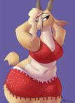  093_(artist) antelope bovid breasts disney female gazelle gazelle_(zootopia) hi_res mammal midriff navel slightly_chubby smile solo zootopia 