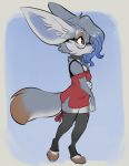  2020 anthro big_ears bivalve blue_background blue_hair blue_nose bra brown_body brown_eyes brown_fur canid canine clam claws clothed clothing collar digital_media_(artwork) eyewear female fennec fox fur glasses grey_body grey_fur grey_hair hair hi_res jewelry legwear mammal marine maxine mollusk multicolored_hair necklace paws reign-2004 shirt simple_background solo standing stockings toeless_stockings topwear two_tone_hair underwear 