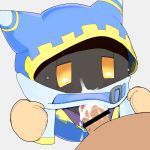  1:1 ambiguous_gender blush bodily_fluids censored clothing cum cum_in_mouth cum_inside genital_fluids genitals half-closed_eyes hi_res kirby_(series) magolor male male/ambiguous narrowed_eyes nintendo oral penis rinrin_(pixiv) sex simple_background video_games white_background 