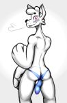  anthro bovid butt camelid caprine clothing genitals girly hi_res hybrid large_paws lipstick llama looking_at_viewer makeup male mammal panties penis rumenq sheep simple_background solo tailless thong tongue underwear 