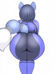  2019 big_butt blue_hair bodysuit butt canid canine clothing colored_sketch dipstick_tail female fox hair hi_res krystal mammal multicolored_tail nintendo omegasunburst rear_view simple_background skinsuit solo star_fox tailband tight_clothing video_games white_background 