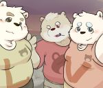  2020 anthro belly blush clothing fur group hi_res humanoid_hands kemono male mammal one_eye_closed outside overweight overweight_male shirt topwear ursid white_body white_fur wink young 熊团沫沫 