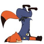  1:1 2019 alpha_channel anthro barefoot canid canine clothed clothing dipstick_tail disney faceplant fox fully_clothed fur mammal multicolored_tail nick_wilde orange_body orange_fur police_uniform red_fox shade105 simple_background solo transparent_background uniform upside_down zootopia 