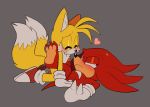  &lt;3 anthro blush canid canine clothing digital_media_(artwork) duo echidna fox gloves grey_background gross_piggy handwear knuckles_the_echidna male male/male mammal miles_prower monotreme simple_background smile sonic_the_hedgehog_(series) video_games 