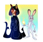  2019 absurd_res anthro canid canine clothed clothing cosplay crossover crossover_cosplay disney duo eeviart fox fully_clothed fur grey_body grey_fur hi_res inner_ear_fluff judy_hopps lagomorph leporid mammal neck_tuft nick_wilde orange_body orange_fur pink_nose rabbit red_fox smile standing tuft zootopia 
