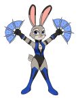  2019 anthro cosplay crossover crossover_cosplay dipstick_ears disney female fur grey_body grey_fur hi_res holding_object judy_hopps kitana lagomorph leporid mammal mew-me mortal_kombat multicolored_ears pink_nose rabbit simple_background smile solo standing video_games white_background zootopia 
