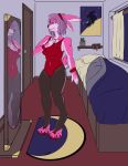  animated bed breasts clothing female feysynth fur furniture hi_res lagomorph legwear leporid male_to_female mammal mirror pantyhose pink_body pink_fur poster rabbit tights transformation wind window 