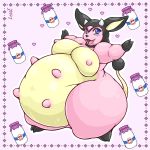  &lt;3 1:1 2020 anthro belly big_belly blue_eyes bovid bovine breasts female hi_res horn leonkatlovre mammal miltank nintendo nipples open_mouth overweight overweight_female pok&eacute;mon pok&eacute;mon_(species) signature solo teats udders video_games 