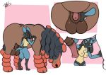  2020 animal_genitalia animal_penis anthro anthro_on_feral balls bestiality breasts butt digital_media_(artwork) duo equine_penis female feral freckles_(artist) genitals lucario male male/female mudsdale nintendo nipples nude penis pok&eacute;mon pok&eacute;mon_(species) signature video_games 