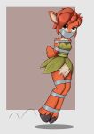  activision anthro bdsm bondage bound brown_body brown_fur brown_hair elora faun female fur gag green_eyes hair hi_res hooves hopping looking_at_viewer nivek15 solo spyro_the_dragon tape tape_bondage tape_gag video_games 