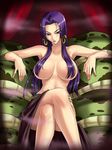  boa_hancock breasts crossed_legs earrings jewelry kagami_hirotaka large_breasts long_hair nude one_piece purple_eyes purple_hair sitting snake solo 