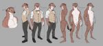  0rang3 2019 absurd_res anthro blue_eyes bow_tie brown_body brown_fur cliff_(the_smoke_room) clothed clothing concept_art digital_drawing_(artwork) digital_media_(artwork) echo_project english_text eyewear featureless_crotch fur glasses grey_background hi_res male mammal model_sheet multicolored_body multicolored_fur mustela mustelid musteline nude simple_background solo standing stoat text the_smoke_room topwear vest video_games 