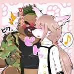  1:1 blush canid canine canis domestic_dog flustered girly hair long_hair male male/male mammal nose_kiss nyinyi_0234 ponytail scar tanetomo tokyo_afterschool_summoners video_games yasuyori 