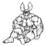  2011 abs alien anthro anthrofied big_muscles digital_drawing_(artwork) digital_media_(artwork) disney experiment_(lilo_and_stitch) feet furry_(artist) genitals greyscale humanoid_feet humanoid_penis lilo_and_stitch male monochrome muscular muscular_male nipples notched_ear pecs penis sitting sketch smile solo stitch_(lilo_and_stitch) vein veiny_penis 