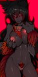  animal_humanoid bedroom_eyes big_breasts black_body black_sclera black_skin breasts canid canid_demon canid_humanoid canine canine_humanoid chest_tuft claws collar demon female genitals hair half-closed_eyes hellhound hellhound_(mge) hi_res holding_breast humanculusova humanoid long_hair looking_at_viewer mammal mammal_humanoid monster_girl_(genre) monster_girl_encyclopedia narrowed_eyes nipples nude paws pubes pussy red_background red_eyes seductive simple_background smile solo standing tuft 