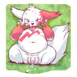  1:1 2020 balls belly blue_eyes blush bodily_fluids compression_artifacts cum dripping drooling erect_nipples feral fur genital_fluids genitals hi_res inusawa looking_at_viewer male navel nintendo nipples open_mouth penis pok&eacute;mon pok&eacute;mon_(species) pubes red_body red_fur saliva sitting solo tongue tongue_out uncensored uncut video_games white_body white_fur zangoose 