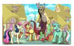  apple bag bonbon_(mlp) discord_(mlp) draconequus equid equine fluttershy_(mlp) food friendship_is_magic fruit group horn horse inuhoshi-to-darkpen lyra_heartstrings_(mlp) mammal my_little_pony plant pony ponyville pterippus unicorn wings 