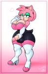  2020 alternate_costume amy_rose anthro big_breasts bodily_fluids breasts clothed clothing digital_media_(artwork) drxii erection eulipotyphlan genitals green_eyes gynomorph hedgehog huge_breasts humanoid_penis intersex mammal penis rouge_the_bat sonic_the_hedgehog_(series) stunnerpony 