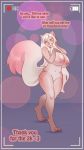  2019 anthro berry_(strawberrytfs) big_breasts breasts canid canine canis dialogue domestic_dog featureless_crotch female hair hand_on_breast huge_breasts long_hair mammal navel nipples nude recording smile solo standing strawberrytfs 