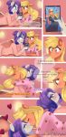  &lt;3 absurd_res applejack_(mlp) breasts comic equid equine female female/female french_kissing friendship_is_magic hi_res kissing mammal my_little_pony rarity_(mlp) xjenn9 