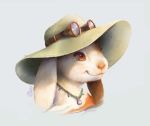  2020 anthro clothing digital_media_(artwork) female goldendruid hat headgear headshot_portrait headwear lagomorph leporid mammal orange_eyes portrait rabbit simple_background smile solo whiskers 