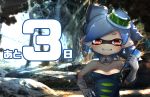 +_+ 1girl bangs bare_shoulders black_dress blush breasts breasts_apart collarbone day domino_mask dress earrings gloves grey_hair grin hand_on_hip hand_up happy highres holding hotaru_(splatoon) inkling jewelry kashu_(hizake) looking_at_viewer mask medium_breasts mole mole_under_eye number object_on_head outdoors picture_(object) pointy_ears red_eyes shiny shiny_hair shiny_skin short_hair smile solo splatoon_(series) splatoon_1 squidbeak_splatoon strapless strapless_dress teeth tied_hair translation_request tree upper_body white_gloves 