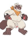  2020 anthro balls belly canid canine gazpacho genitals hi_res humanoid_hands kemono male mammal moobs navel overweight overweight_male penis raccoon_dog simple_background solo tanuki white_background 