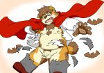  2019 anthro balls belly blush bottomwear brown_body brown_fur canid canine canis clothing domestic_dog eyewear flaccid fur genitals glasses halloween hi_res holidays humanoid_hands humanoid_penis kemono male mammal moobs navel nipples overweight overweight_male pants penis reddo12340 shirt topwear 