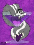  2020 5_fingers alcohol alishka beverage black_hair breasts cocktail digital_media_(artwork) eyebrows eyelashes eyewear fingers food food_play glasses hair hi_res mammal martini mephitid monster_tail nude on_glass skunk tail_maw tail_mouth 