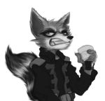  2020 3_fingers alcohol annoyed anthro belt beverage clothed clothing digital_drawing_(artwork) digital_media_(artwork) fangs fingerless_gloves fingers front_view fur gloves guardians_of_the_galaxy handwear jacket krolik long_tail male mammal marvel monochrome portrait pose procyonid raccoon rocket_raccoon sharp_teeth signature solo solo_focus standing striped_body striped_fur stripes teeth topwear 