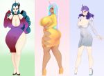  big_breasts big_butt breasts butt cleavage clothed clothing female friendship_is_magic hi_res horn horned_humanoid humanoid my_little_pony nipple_outline princess_celestia_(mlp) princess_luna_(mlp) queen_chrysalis_(mlp) sibling sister sisters sundown_(artist) thick_thighs wide_hips 