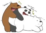  2020 black_body black_nose brown_body brown_fur cartoon_network eyes_closed fur gayousi7 giant_panda grizzly_(wbb) group hi_res hug ice_bear japanese_text mammal panda_(wbb) polar_bear simple_background text ursid ursine we_bare_bears white_background white_body 