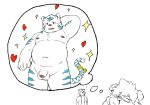  &lt;3 2019 absurd_res anthro balls belly blood bodily_fluids canid canine canis domestic_dog eyes_closed eyewear felid flaccid fur genitals glasses hi_res humanoid_penis kemono male mammal moobs navel nipples nosebleed overweight overweight_male pantherine penis reddo12340 tiger white_body white_fur 