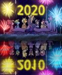  2010 2020 applejack_(mlp) crown dragon equid equine fireworks fluttershy_(mlp) friendship_is_magic hi_res horn horse inuhoshi-to-darkpen mammal my_little_pony night pinkie_pie_(mlp) pony pterippus rainbow_dash_(mlp) rarity_(mlp) reflection spike_(mlp) star tiara twilight_sparkle_(mlp) unicorn winged_unicorn wings 