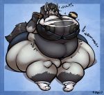  anthro araidian_(artist) big_breasts big_butt blush breasts butt clothing eating female food hot_dog huge_breasts huge_butt huge_thighs hyper hyper_breasts hyper_butt hyper_thighs legwear mightyena nintendo nipples overweight pok&eacute;mon pok&eacute;mon_(species) ripping socks solo thick_thighs torn_clothing video_games 