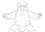  2019 absurd_res anthro belly bulge canid canine canis clothing domestic_dog eyewear glasses hi_res humanoid_hands kemono male mammal moobs navel nipples overweight overweight_male reddo12340 simple_background solo underwear white_background 