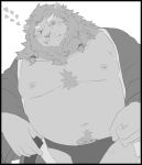  &lt;3 2020 anthro belly clothing felid humanoid_hands kemono lion maguro male mammal moobs navel nipples overweight overweight_male pantherine robe simple_background solo underwear 