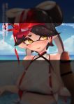  +_+ 1girl alternate_costume aori_(splatoon) bangs bar_censor bare_shoulders bikini black_hair blue_sky blurry_foreground blush breasts censored cloud collarbone commentary_request day disembodied_penis earrings erection hair_ribbon half-closed_eyes highres horizon jewelry kashu_(hizake) large_breasts long_hair looking_to_the_side mole mole_under_eye navel nipples nose_blush object_on_head ocean open_mouth outdoors partially_submerged penis pointy_ears pool red_bikini red_ribbon ribbon see-through shiny shiny_hair shirt sideboob sitting sky sleeveless sleeveless_shirt solo splatoon_(series) stomach sweat swimsuit talking teeth tentacle_hair tentacles tied_hair translation_request twintails water wet wet_clothes white_shirt yellow_eyes 