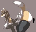  anthro bent_over big_breasts breasts canid canine clothing female fur glory_hole hi_res inumatori legwear mammal raised_tail squish thick_thighs thigh_highs thigh_squish 