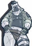  2020 anthro belly canid canine canis clothing domestic_dog hi_res humanoid_hands kemono male mammal navel overweight overweight_male raozone scar shirt simple_background solo sumo tokyo_afterschool_summoners topwear video_games yasuyori 