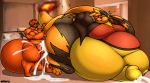  anthro araidian_(artist) balls belly bench big_balls big_belly big_butt big_penis blush bodily_fluids butt charmander clothing cum cum_inflation dressing_room_(disambiguation) ejaculation erection eyewear genital_fluids genitals glasses grin hat headgear headwear hi_res huge_balls huge_butt huge_penis huge_thighs hyper hyper_balls hyper_belly hyper_butt hyper_genitalia hyper_penis hyper_thighs inflation looking_at_another male muscular nintendo overweight penis pok&eacute;mon pok&eacute;mon_(species) sex smile thick_thighs torn_clothing vein video_games wanderingwastelander_(character) 