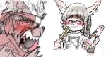  angry black_body black_fur blush brown_hair canid canine canis domestic_dog dorayakich fur hair male mammal pink_body pink_fur scroll tadatomo tanetomo tokyo_afterschool_summoners video_games white_hair 