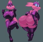  2020 absurd_res anthro big_breasts big_butt breasts butt chiropteran clothing collar female gloves handwear hi_res legwear mammal mask purple_body skin_suit solo sophie_slam spikes thick_thighs thigh_highs tight_clothing vimhomeless 